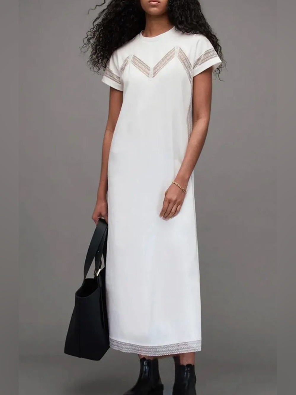 Allsaints Anna Lace Maxi Dress in white